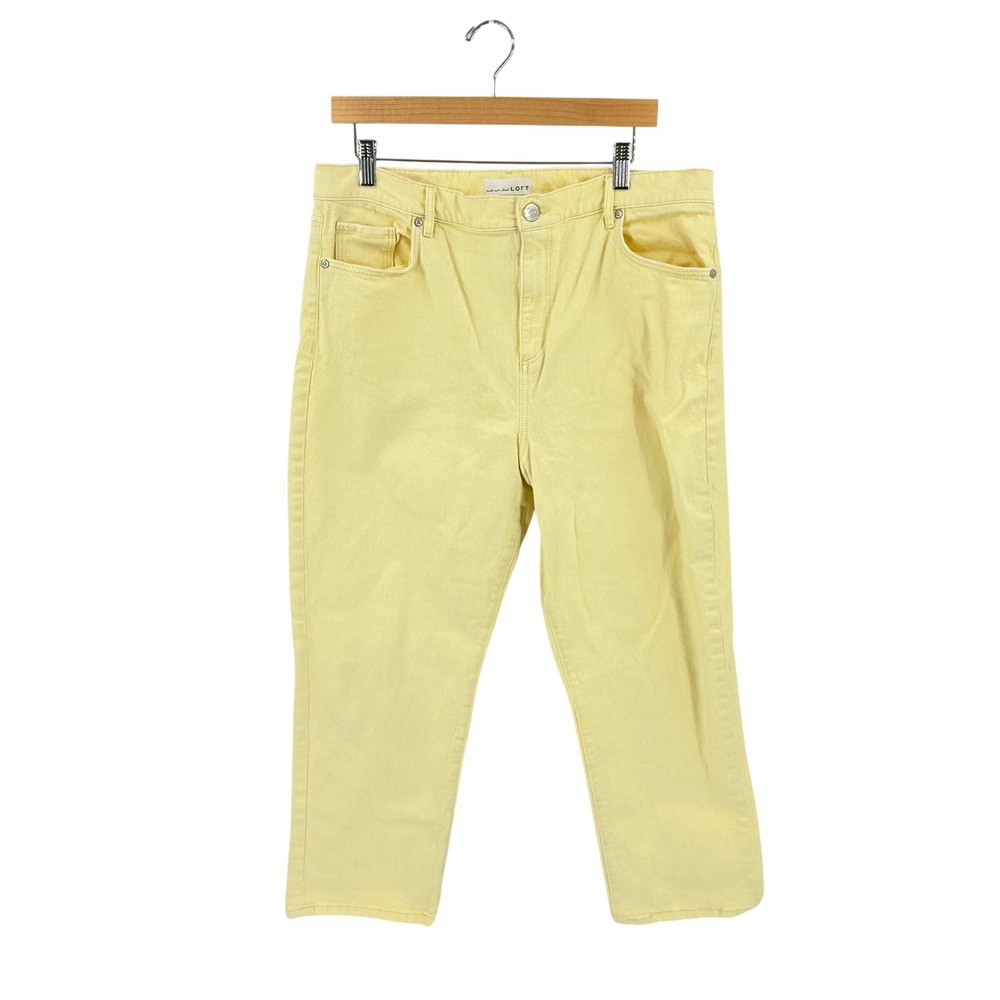 LOFT Butter Yellow High Waist Straight Crop Jeans 32 Denim Pastel Summer Coastal